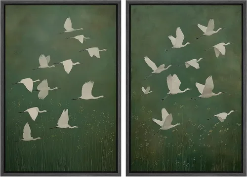 Miniatura 68 de SIGNFORD Lienzo enmarcado para pared, juego de arte con hojas de palmera de selva, polígonos geométricos, formas abstractas, ilustración, arte