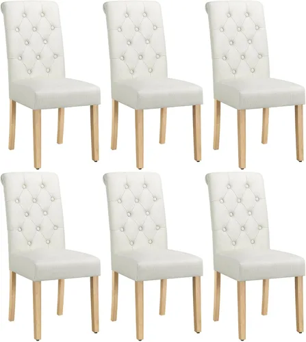 Miniatura 17 de Yaheetech Juego de 2 sillas de comedor tapizadas de tela con respaldo alto y patas de madera maciza para cocina, sala de estar, restaurante