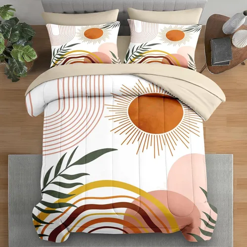 Miniatura 13 de Pamnest Juego de edredón tamaño individual, ropa de cama retro de 5 piezas para niños y adultos, juego de sábanas con estética hippie para niños