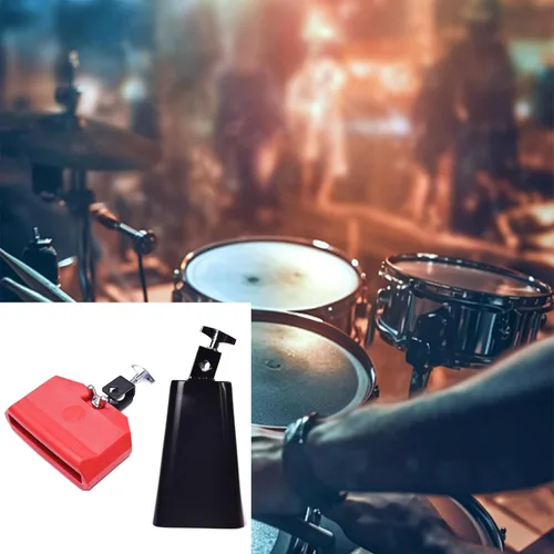 Miniatura 5 de MOONBACK Conjunto de cencerro y bloque de jam de 6 pulgadas, bloque de percusión musical de plástico, instrumento de tambor latino, cencerro
