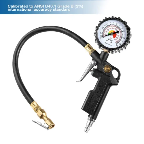 Miniatura 3 de CZC AUTO Inflador Desinflador de Neumáticos Indicador de Presión de Aire con Manguera de Goma, Calibre de Inflado de Rueda de Dial de 2-1/2 Pulgadas