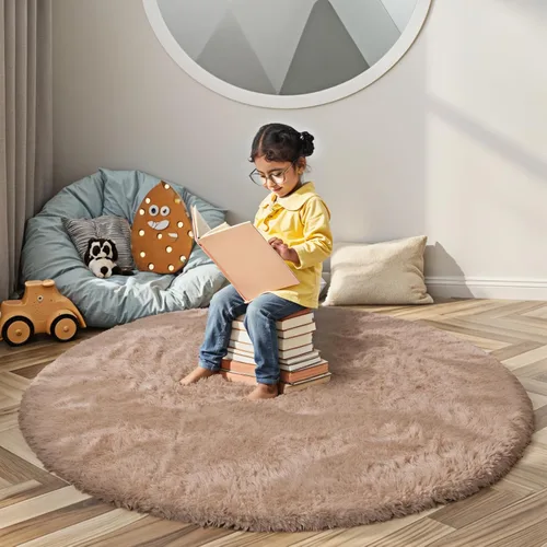 Miniatura 74 de Alfombras circulares súper suaves para niñas, castillo de princesa, tienda de campaña de 5 diámetros, alfombras circulares de área para dormitorio