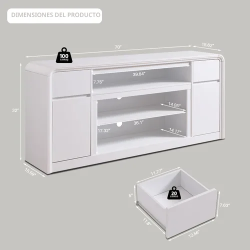 Miniatura 2 de Moderno soporte de TV con chimenea LED eléctrica de 36 pulgadas para televisores de 80 pulgadas, centro de entretenimiento de 32 pulgadas de alto