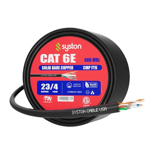 Miniatura 2 de Syston Cable Technology Cable de Internet Ethernet Cat6e – 10 pies, 600 MHz 23AWG de alambre de cobre sólido desnudo apto