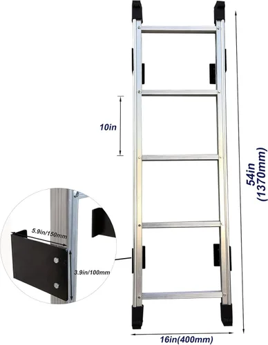 Miniatura 4 de Escalera de sótano con 5 peldaños, 54 pulgadas de alto de aluminio para ventana, escalera de escape de incendios en ambientes húmedos con capacidad