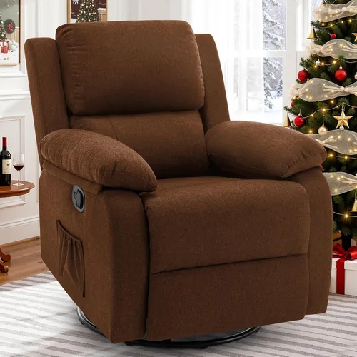 Miniatura 25 de Korser Silla reclinable, silla mecedora giratoria 360 grados para adultos, mecedora pequeña para espacios pequeños, tapizada de tela, reclinable