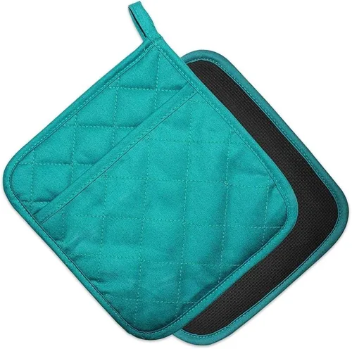 Miniatura 13 de Juego de 2 almohadillas de algodón y neopreno para horno con bolsillo de 8 x 8.5 pulgadas, juego de almohadillas calientes de doble función