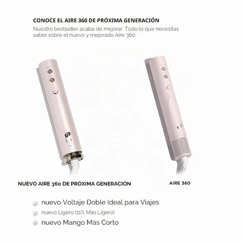 Miniatura 3 de Aire 360 - Kit de soplado de cerámica de doble voltaje con accesorios para rizar, cepillo ovalado y concentrador de secado Golpes rápidos