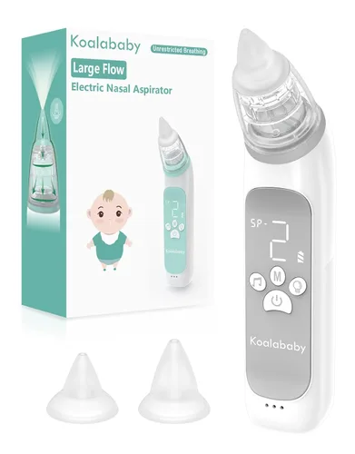 Koalababy Aspirador nasal eléctrico para bebé, flujo grande, succión de nariz para bebé con 3 niveles de succión, limpiador de nariz recargable para