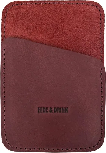 Hide & Drink, Tarjetero minimalista de cuero, con capacidad para hasta 4 tarjetas, organizador de viaje, accesorios, hecho a mano, Sangría, Classic
