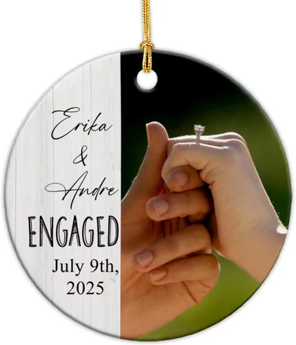 Miniatura 13 de Adorno de cerámica personalizable con texto en inglés «Our First Christmas Together As Mr and Mrs 2024», adorno personalizado para parejas recién