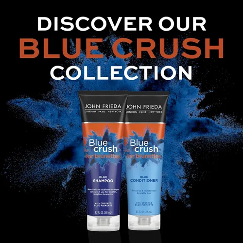 Miniatura 7 de John Frieda Blue Crush - Juego de champú y acondicionador para morenas, nutre el cabello teñido y natural, pigmentos azules para cabello castaño