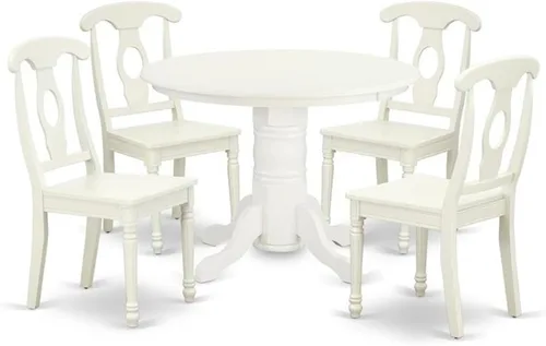 Miniatura 9 de East West Furniture Shelton - Juego moderno de 5 piezas que incluye una mesa redonda con pedestal y 4 sillas de comedor de piel sintética, 42 x 42