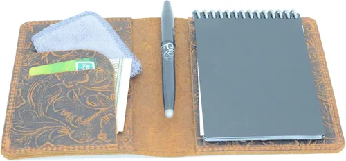 Miniatura 8 de JJNUSA Funda compatible con Rocketbook Mini Cover Smart Business hecha a mano de cuero genuino envejecido, funda para cuaderno portátil para Marrón