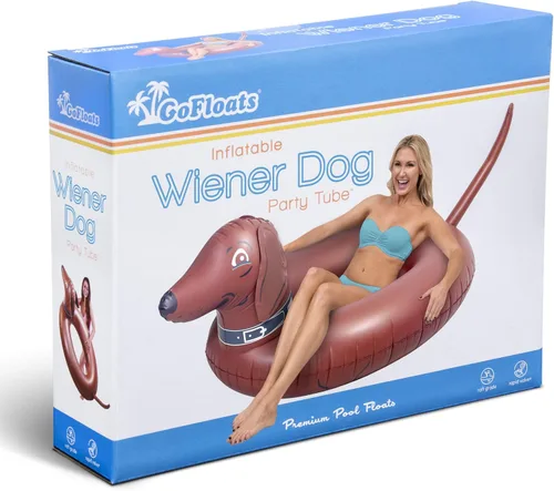 Miniatura 6 de GoFloats Wiener Dog Party Tube - Balsa inflable con estilo (para adultos y niños)