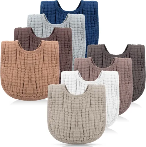 Miniatura 10 de Frienda 8 baberos de muselina para bebé, bandana de algodón, baberos a granel para recién nacidos, 6 capas absorbentes, accesorio de alimentación