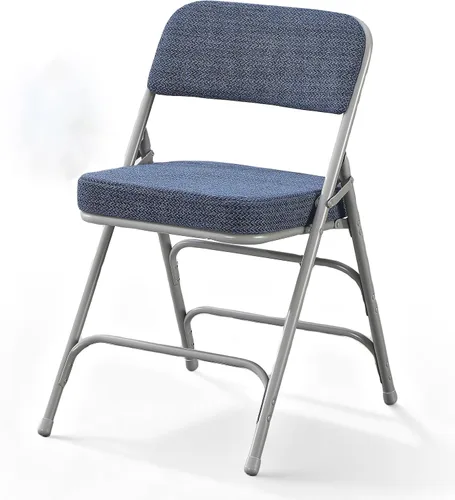 Miniatura 14 de BOOSDEN Juego de 2 sillas plegables, sillas plegables de metal resistente con asientos de tela acolchados, respaldo grande, silla plegable