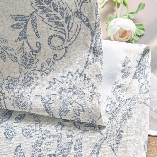 Miniatura 8 de Lazzzy Cortinas de lino de estilo granja con flores azules de 63 pulgadas de largo, con lengüeta trasera, para sala de estar y dormitorio, estampado