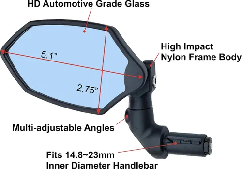 Miniatura 2 de Hafny Nuevo espejo retrovisor de barra de bicicleta, lente de vidrio HD, espejo de bicicleta ajustable y giratorio seguro, resistente a explosiones