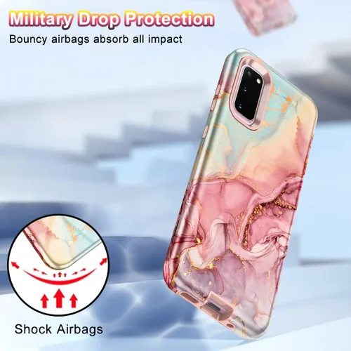Miniatura 6 de Btscase Funda compatible con Samsung Galaxy S20 de 6.2 pulgadas, patrón de mármol 3 en 1, resistente a prueba de golpes, cuerpo completo