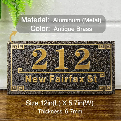 Miniatura 2 de Placa personalizada de dirección de casa de 12 pulgadas, números fundidos para exteriores, placa de señal de dirección personalizada con nombre