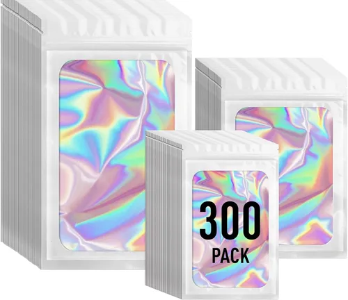 Miniatura 28 de ANZNKU 300 bolsas holográficas de Mylar resellables, bolsas resellables de 4x6 pulgadas para pequeñas empresas, bolsa de kit para resaca a prueba