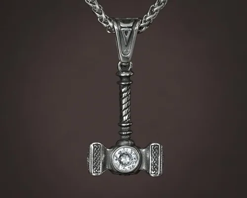 Miniatura 32 de Viking Thors Hammer Necklace Pendant - Vegvisir Aegishjalmur Helm of Awe Raven Huginn Muninn Pendant Necklace Amulet Talisman - Thor Necklace