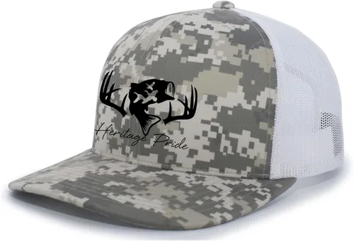 Miniatura 27 de Heritage Pride Sombrero de camionero de malla bordada para hombre de caza de pato de pesca de ciervos