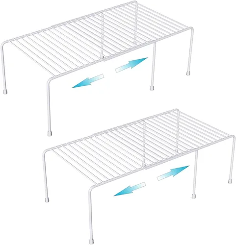 Miniatura 8 de Organizador de armario de cocina y estantes de almacenamiento, estante organizador expandible para congelador con patas resistentes a los arañazos