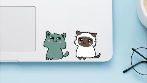 Miniatura 3 de Gatos surtidos lindos y adorables perfectos para despegar y pegar sonriente lindo adhesivo adhesivo adhesivo portátil escritorio