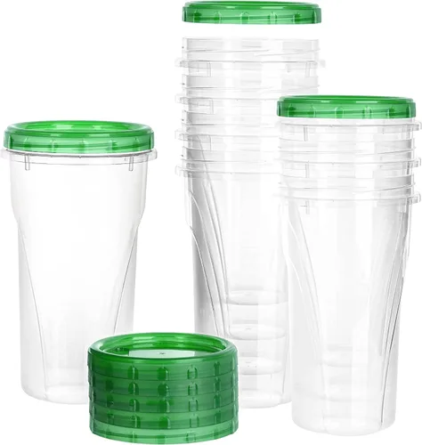 Contenedores de almacenamiento transparentes de 48 onzas con tapas a prueba de fugas, color verde, recipientes de plástico herméticos y