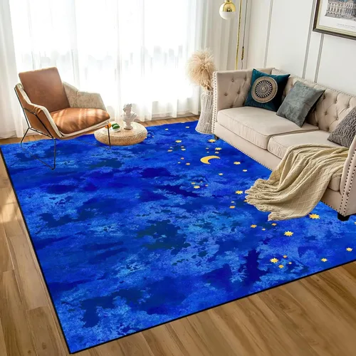 Miniatura 14 de Alfombra de galaxia de 2 x 3 pies, alfombra espacial para niños y niñas, dormitorio, sala de estar, océano, transbordador, barco, alfombra de noche