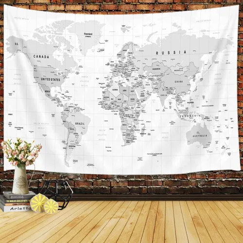Miniatura 19 de JAWO Tapiz de mapa del mundo, mapa del mundo con países y ciudades principales, tapices de pared para niños y estudiantes, tapiz de mapa mundial