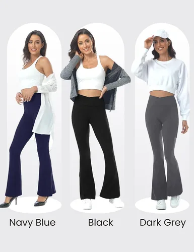 Miniatura 4 de ZOOSIXX Pantalones de yoga acampanados para mujer, leggings cruzados suaves con corte de bota