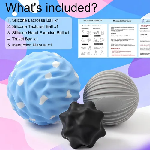 Miniatura 2 de HODEMI Juego de bolas de masaje, texturizadas, puntiagudas, bola de lacrosse para masaje muscular de tejido profundo, liberación miofascial, puntos