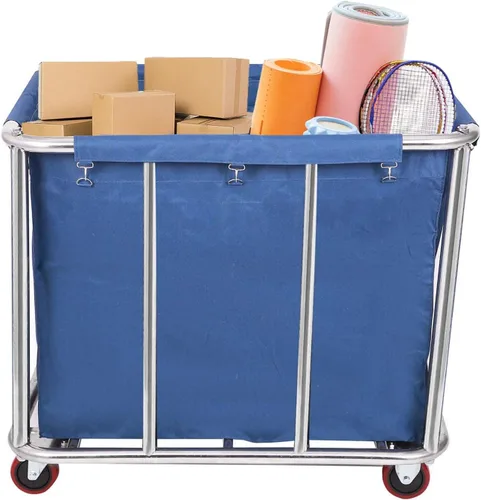 Miniatura 6 de 12 Bushels - Carrito de lavandería para uso comercial/hogar, canasta grande de acero inoxidable resistente con ruedas, para organizador y Azul-3