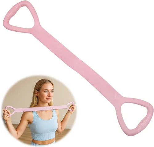 Miniatura 9 de Figura 8 Banda de resistencia con asas para entrenamiento en casa, banda elástica verde de 25 libras para entrenamiento de brazos, espalda, hombros