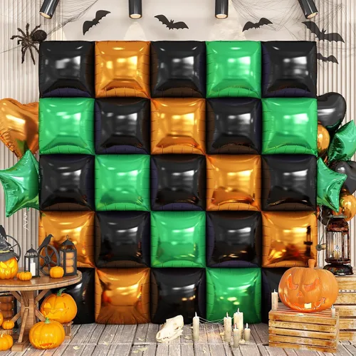 Miniatura 26 de Globos de aluminio cuadrados rojos, azules y plateados, kit de 25 globos de doble cara para fondo, túnel de helio, arco, guirnalda para el 4 de Rojo