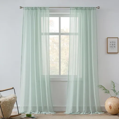 Miniatura 12 de FMFUNCTEX Cortinas Transparentes de Lino para Dormitorio, Cortinas Beige de 84 Pulgadas de Largo para Sala de Estar, Cortinas de Ventana de Mezcla