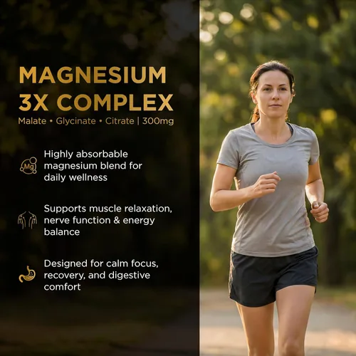 Miniatura 3 de Complejo de magnesio de 300 mg – Malato, glicinato y citrato – 60 cápsulas vegetales Relajación muscular, sueño, energía, estado de ánimo y apoyo