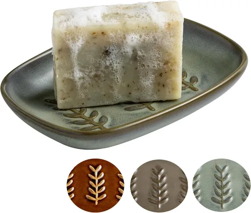 Miniatura 18 de Miamolo Jabonera limpiadora para ducha, jabonera de cerámica para barra de jabón grande, champú o esponja, bandeja ahorradora de jabón para baño