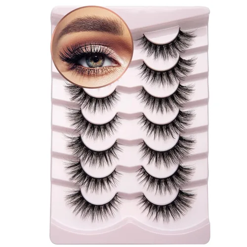 Miniatura 24 de Onlyall Pestañas de ojo de gato, pestañas de visón, pestañas esponjosas, pestañas postizas de ojo de gato, pestañas de ojo de zorro, 7 pares F02