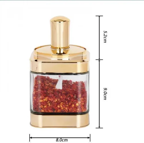 Miniatura 6 de Tarros de vidrio para especias de condimentos, 2 recipientes con tapas y cucharas, juego de cajas de condimentos de azucareros, el mejor tarro