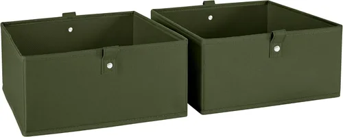 RiverRidge Set de 2 contenedores de almacenamiento plegables para niños - Organizador de 10.5" con asas - Organizador de armario color oliva y 2