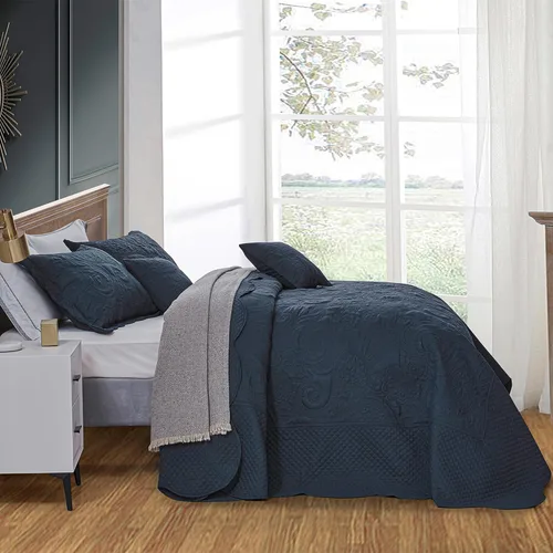 Miniatura 2 de Colcha extragrande King de 128 x 120 pulgadas, extra ancha, diseño de patrón paisley, funda de cama ligera, reversible, 5 piezas, 100% microfibra, 1