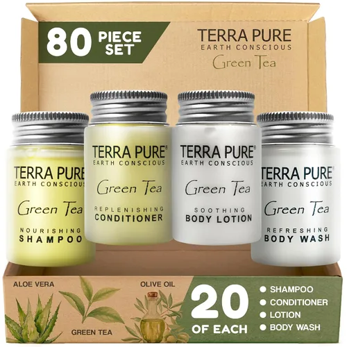 Miniatura 13 de Terra Pure Juego de jabones y artículos de tocador para hotel a granel Kit de amenidades 1-Shoppe Champú y acondicionador de 1 oz, gel de baño