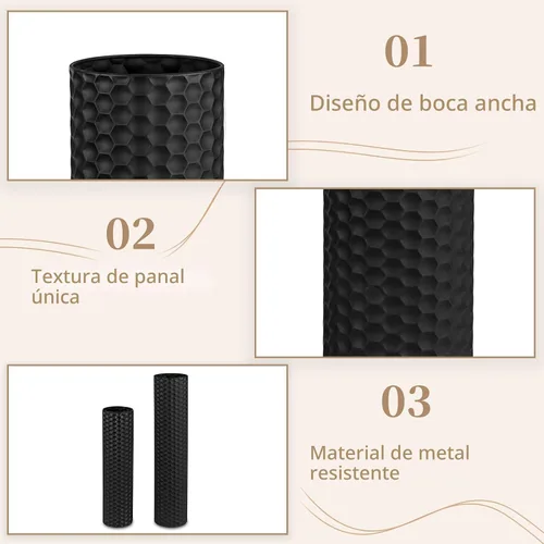 Miniatura 4 de Sziqiqi Jarrón negro cilíndrico alto para piso: 70,1/55,1 cm Jarrón decorativo extra grande de metal, juego de 2, para sala de estar, moderno