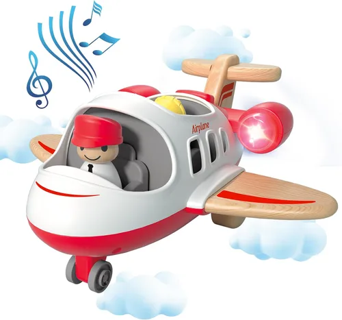 Wanborns Juguetes de avión para niños pequeños de 1 a 3 años, juguetes de aviones con sonido y luz, mini juguetes de avión para introducir