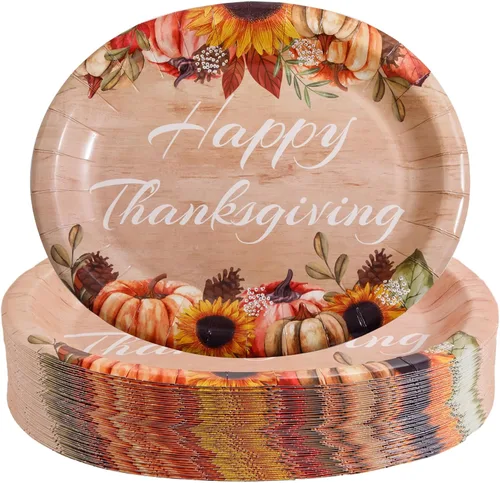 Miniatura 20 de WDF Paquete de 50 platos florales ovalados de papel, platos llanos desechables grandes de 10 x 12 pulgadas, platos desechables florales