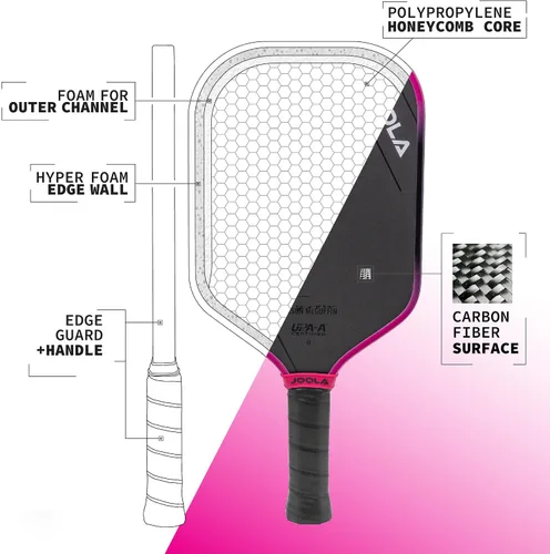 Miniatura 3 de JOOLA 3S Pickleball Paddles – Raw Carbon Fiber Surface for Power & Spin, Elongated, Wide Body & Aero Curve Designs – UPA-A Certified